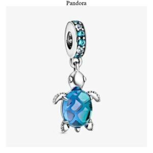 Pandora Blue Teal Turtle Dangle Charm